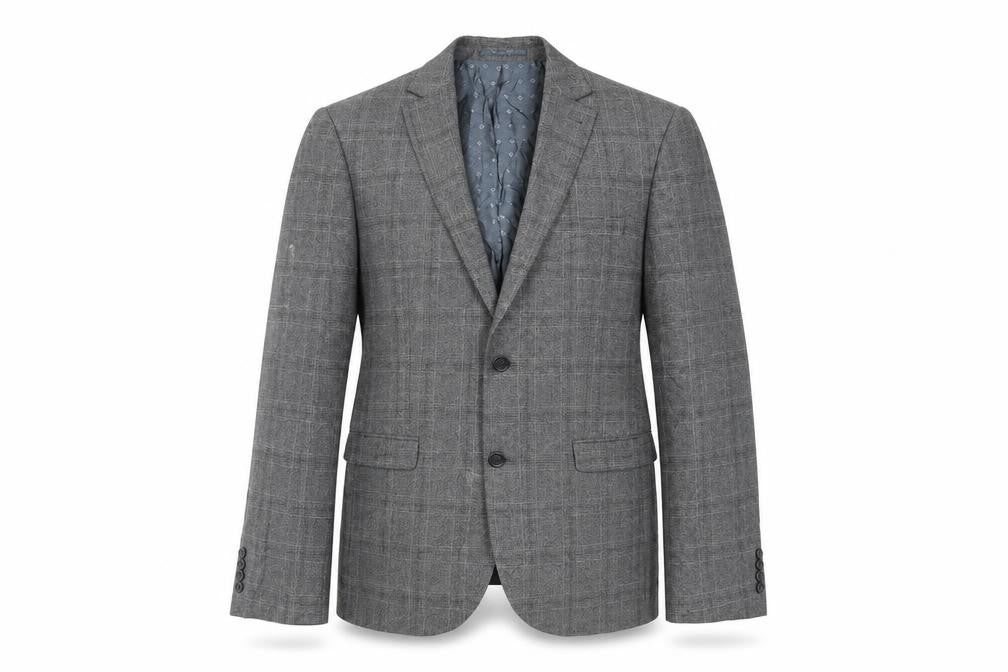Next Mens Grey Plaid Polyester Jacket Suit Jacket Size 40 Regular