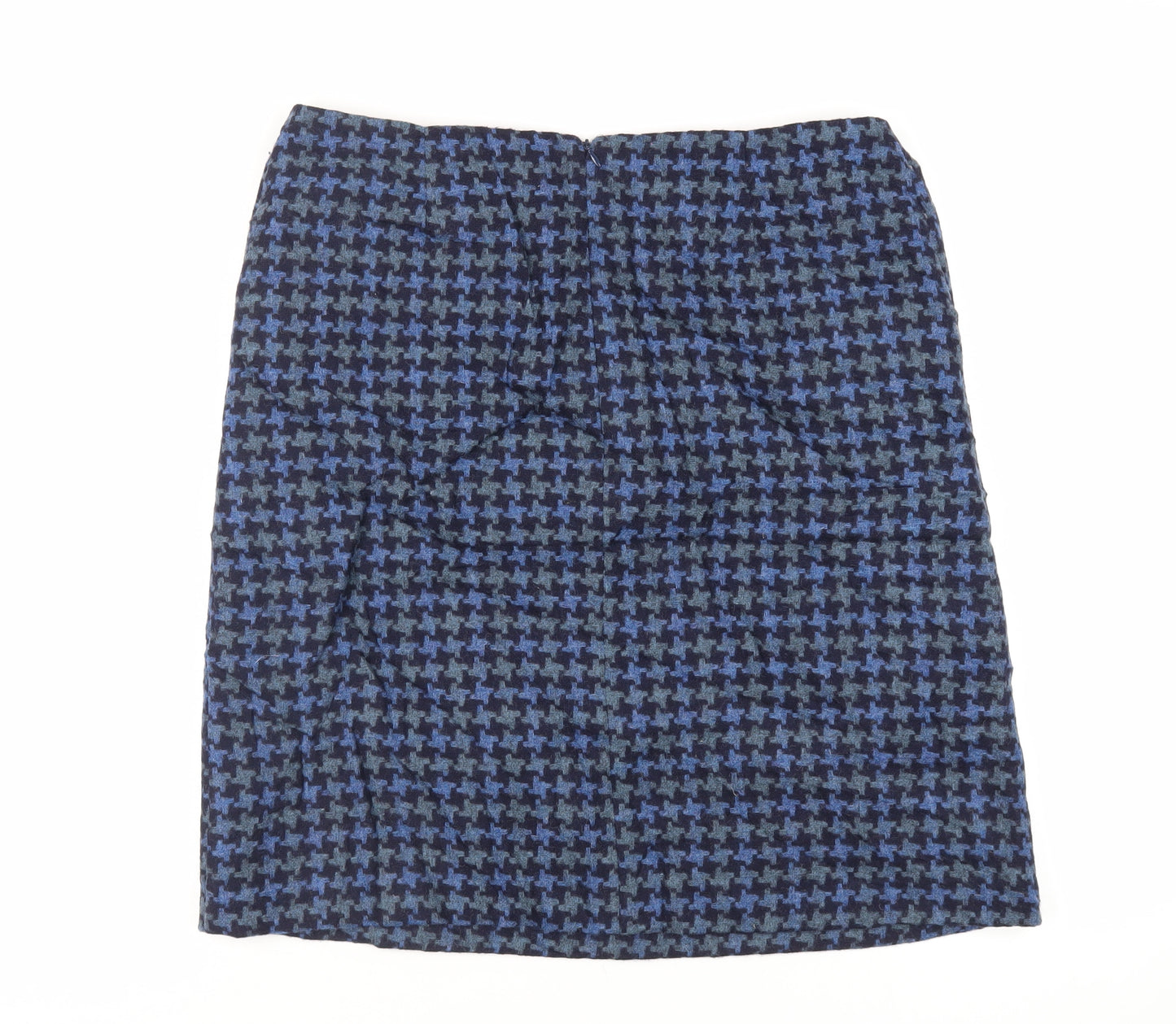 Laura Ashley Womens Blue Geometric Wool A-Line Skirt Size 16 Zip