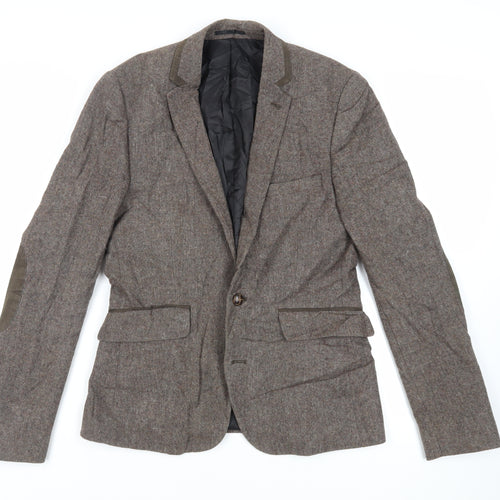 Burton Mens Brown Jacket Blazer Size S Button - Elbow Patches