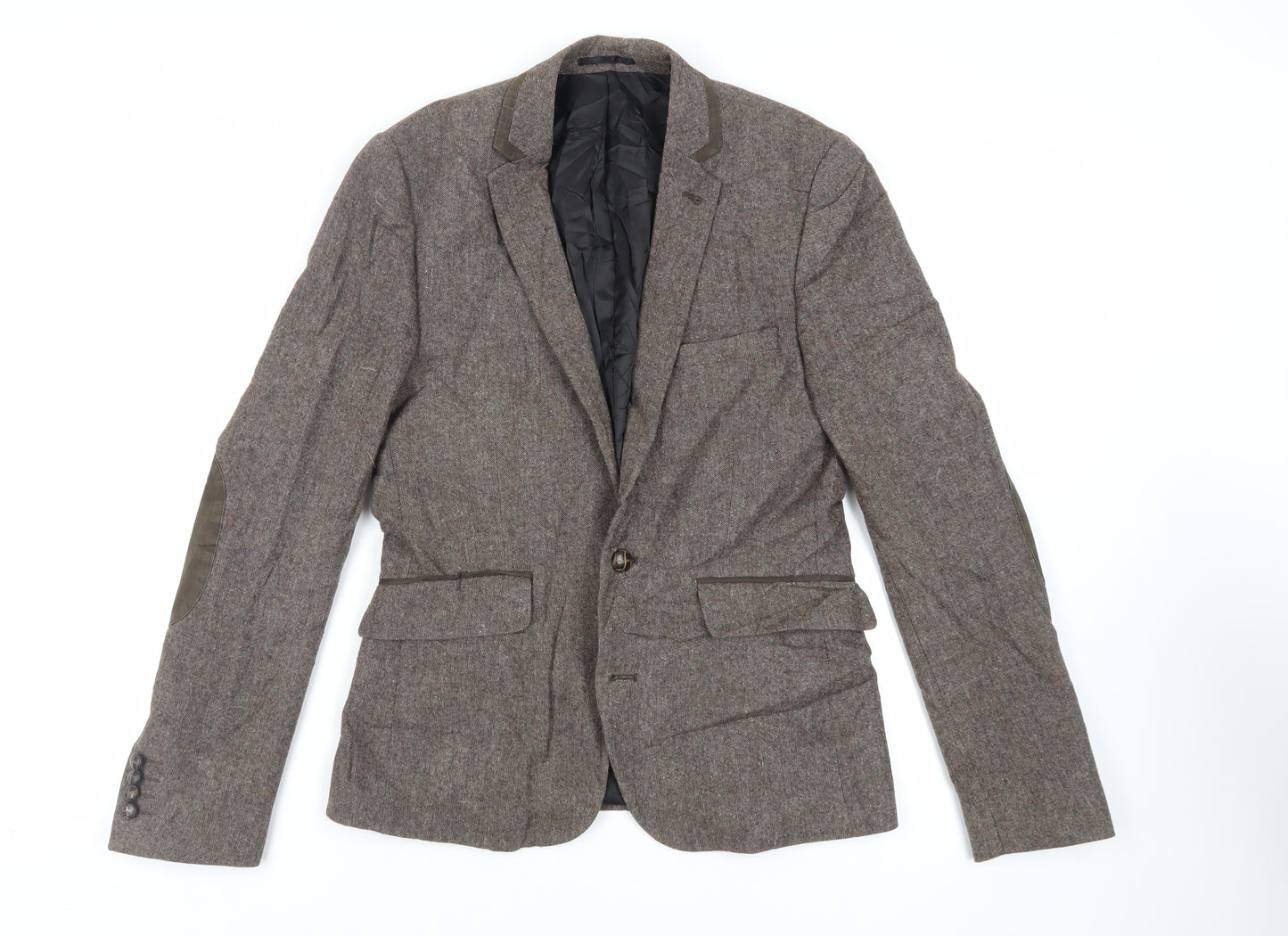 Burton Mens Brown Jacket Blazer Size S Button - Elbow Patches