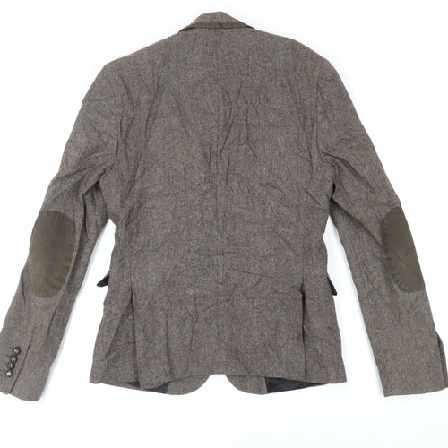 Burton Mens Brown Jacket Blazer Size S Button - Elbow Patches