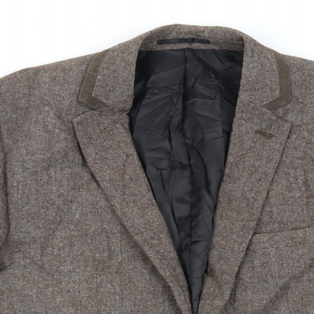 Burton Mens Brown Jacket Blazer Size S Button - Elbow Patches