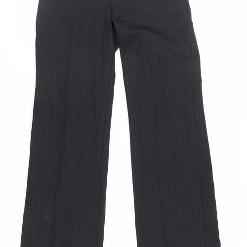 Jigsaw Womens Black Striped Wool Dress Pants Trousers Size 8 L31 in Regular Zip