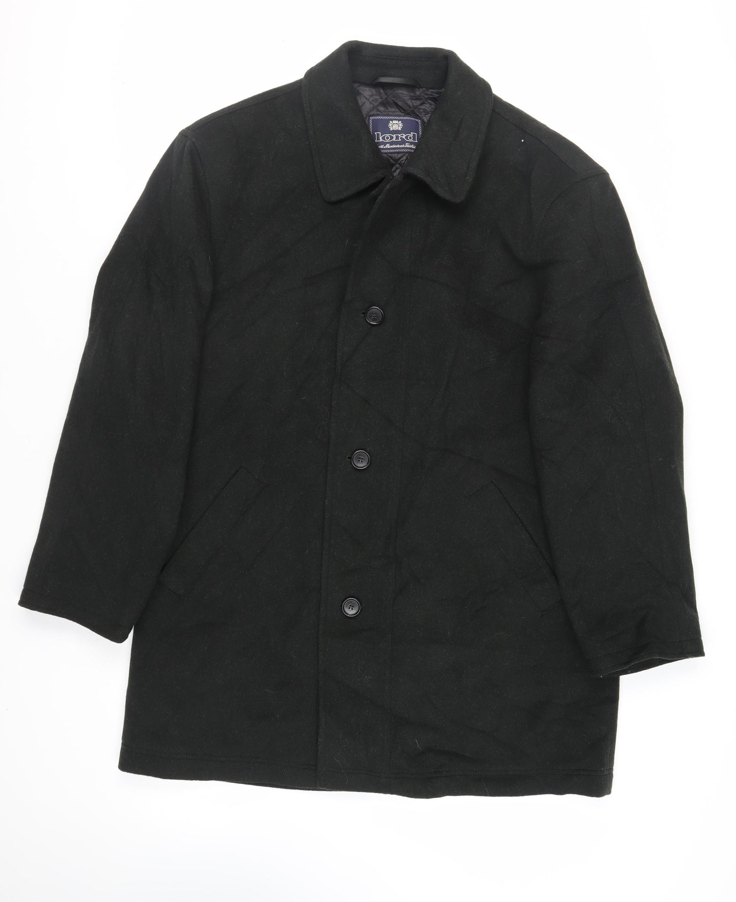 Lord Mens Green Overcoat Coat Size 40 Button