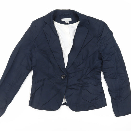 H&M Womens Blue Jacket Blazer Size 10 Button