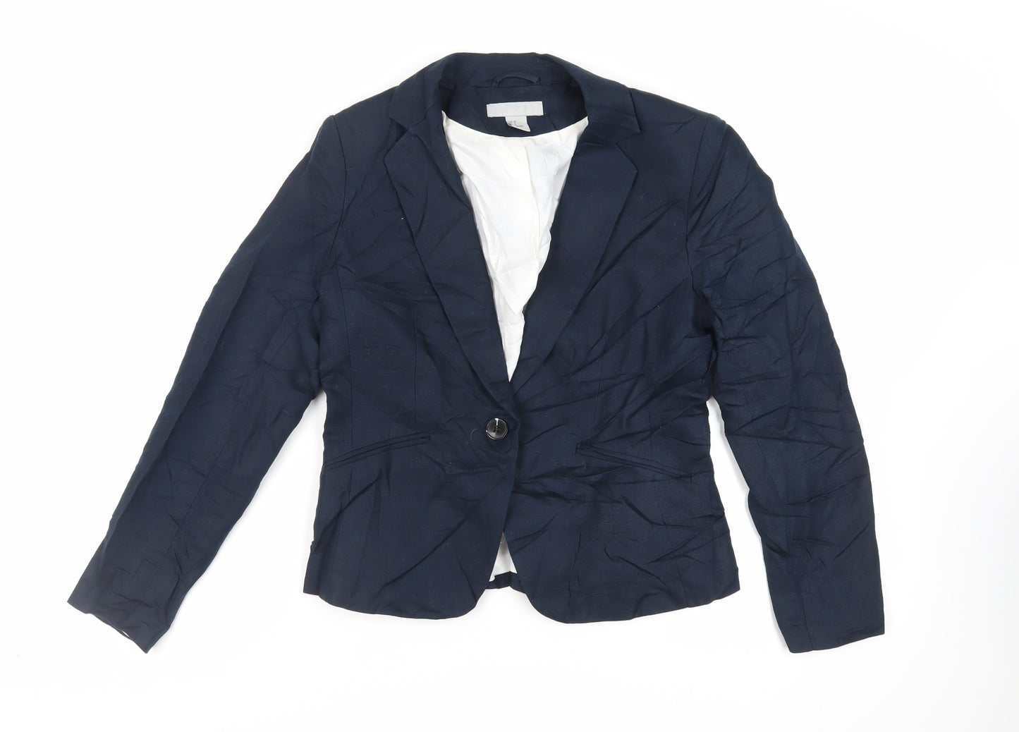 H&M Womens Blue Jacket Blazer Size 10 Button