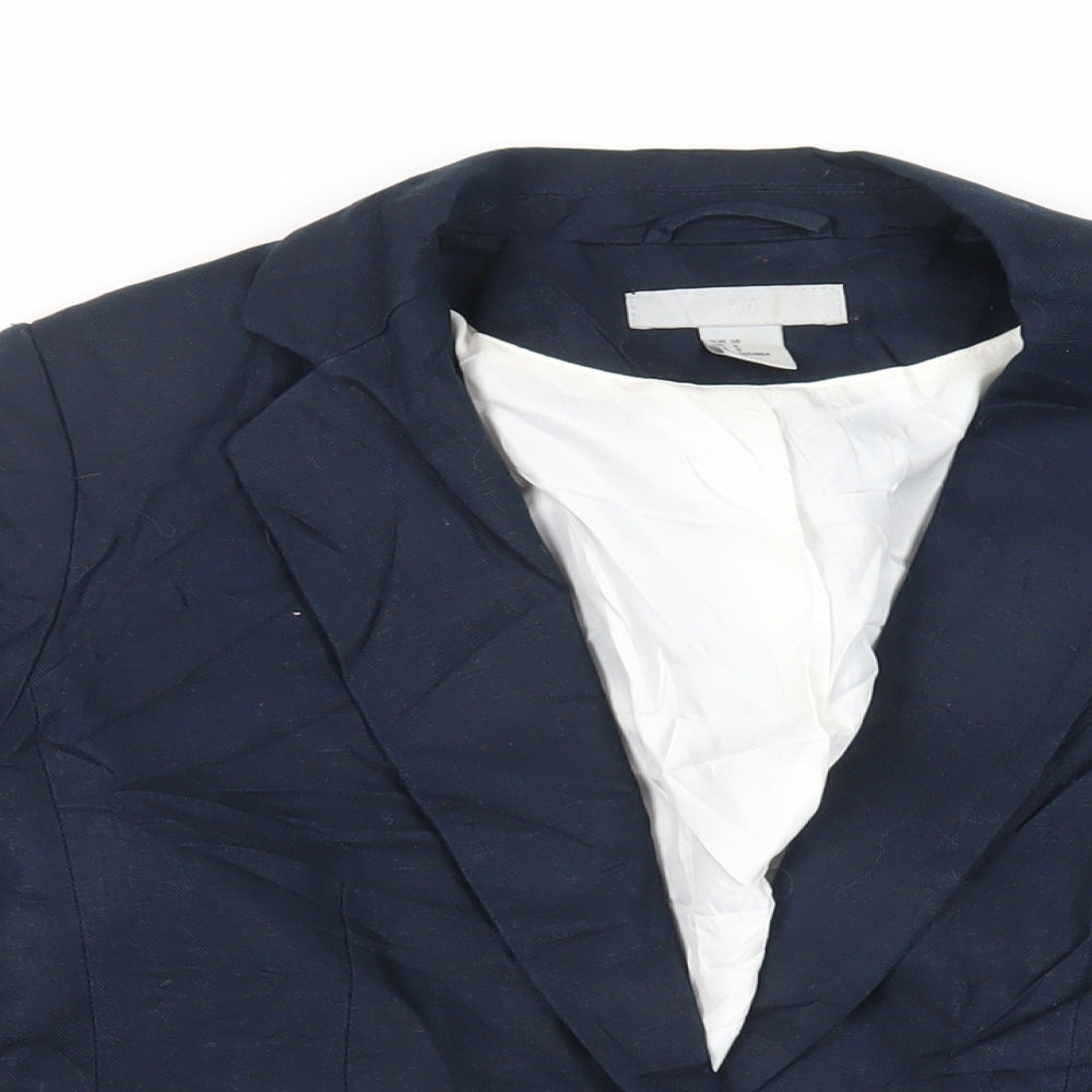 H&M Womens Blue Jacket Blazer Size 10 Button