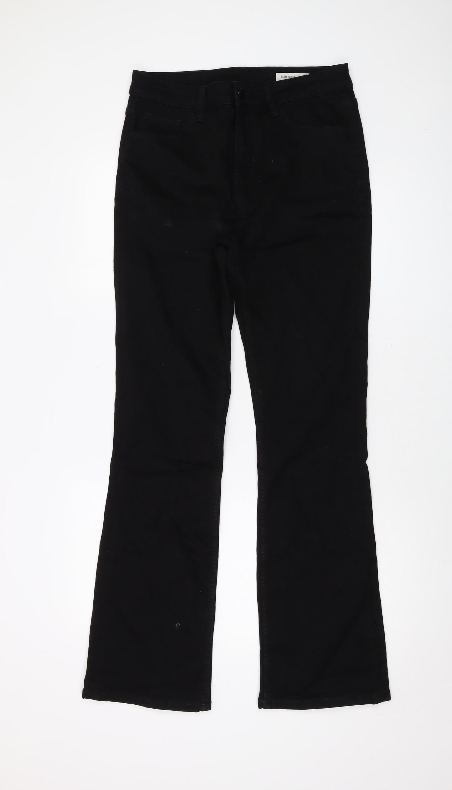 Marks and Spencer Womens Black Cotton Bootcut Jeans Size 12 L33 in Regular Button