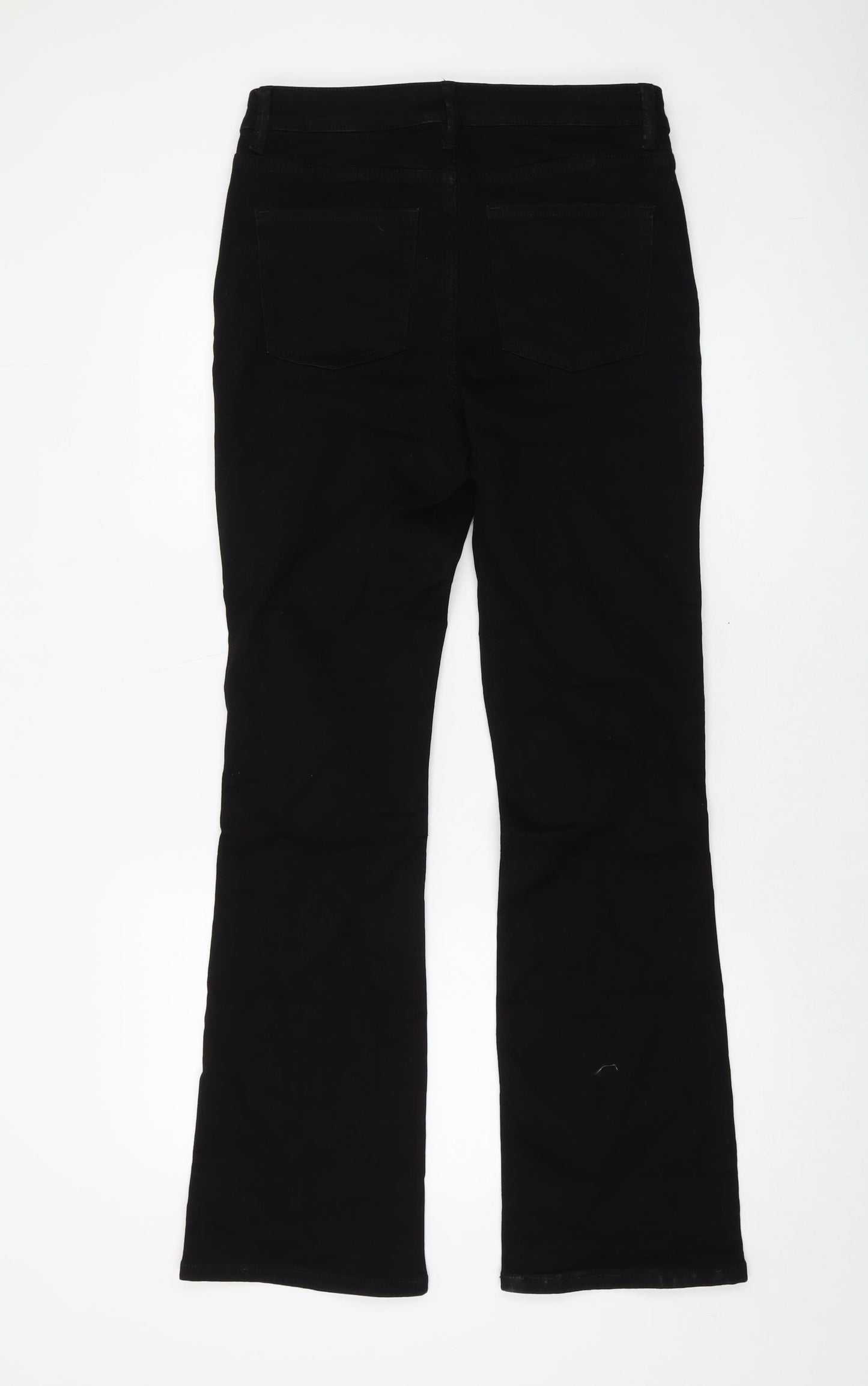 Marks and Spencer Womens Black Cotton Bootcut Jeans Size 12 L33 in Regular Button