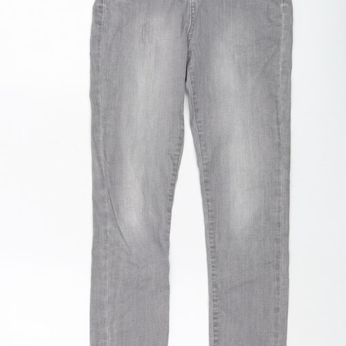 Mint Velvet Girls Grey Cotton Straight Jeans Size 11-12 Years Regular Button