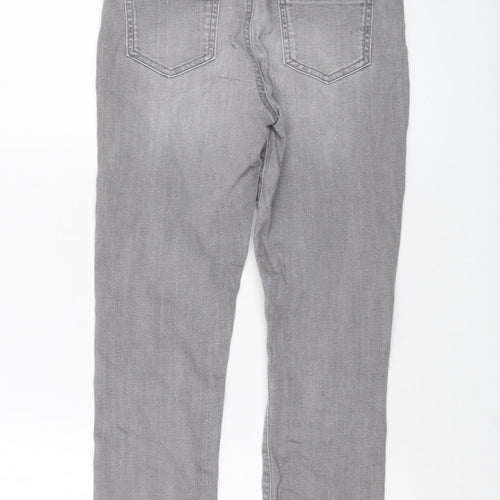 Mint Velvet Girls Grey Cotton Straight Jeans Size 11-12 Years Regular Button