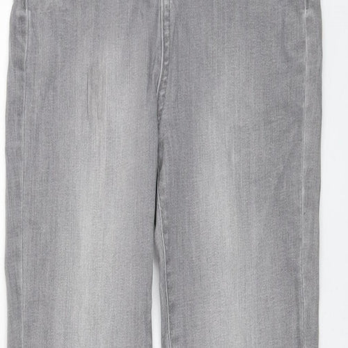 Mint Velvet Girls Grey Cotton Straight Jeans Size 11-12 Years Regular Button