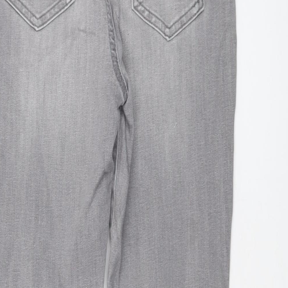 Mint Velvet Girls Grey Cotton Straight Jeans Size 11-12 Years Regular Button