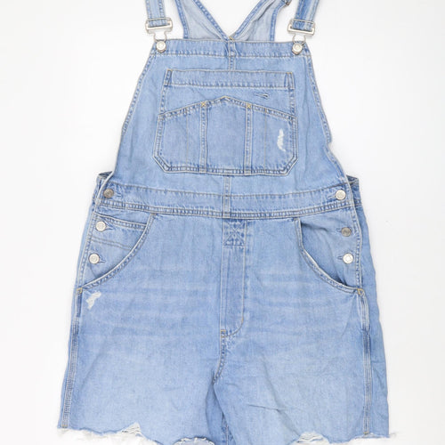 HGap Womens Blue Cotton Dungaree One-Piece Size M Button