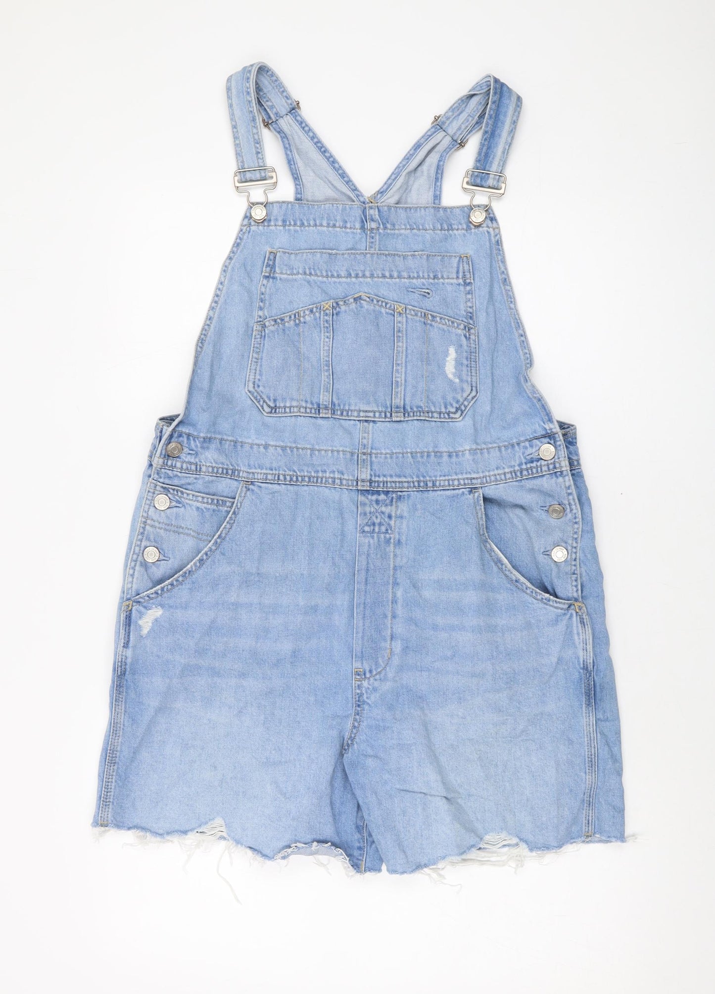 HGap Womens Blue Cotton Dungaree One-Piece Size M Button