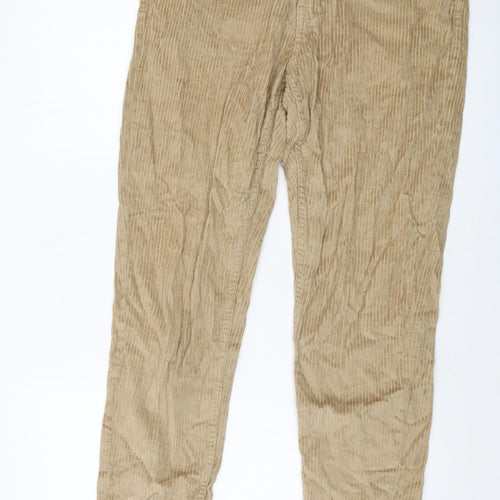 ASOS Womens Beige Cotton Trousers Size 32 in L27 in Regular Button