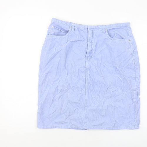 District Womens Blue Cotton A-Line Skirt Size 32 in Hook & Eye