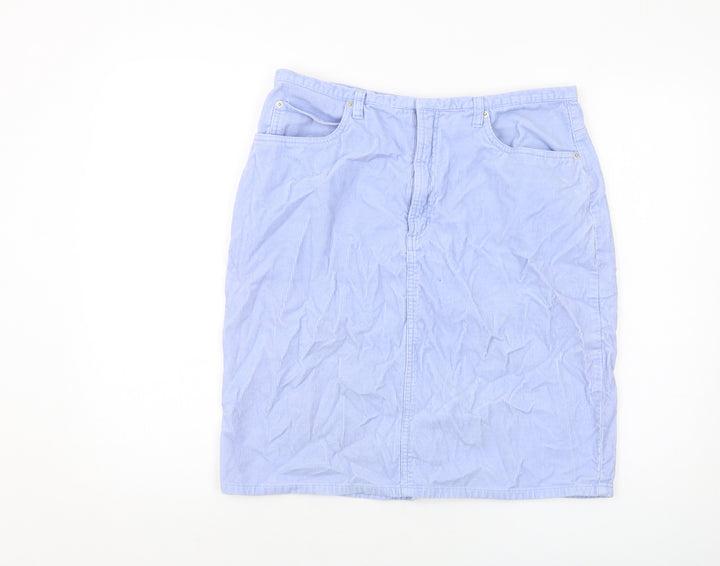 District Womens Blue Cotton A-Line Skirt Size 32 in Hook & Eye