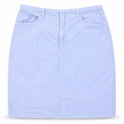 District Womens Blue Cotton A-Line Skirt Size 32 in Hook & Eye