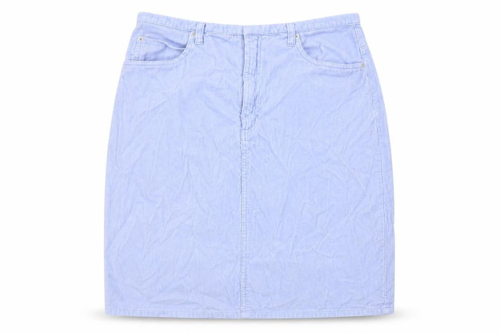 District Womens Blue Cotton A-Line Skirt Size 32 in Hook & Eye