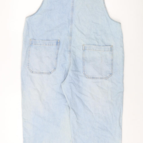 Pull&Bear Womens Blue Cotton Dungaree One-Piece Size L Button