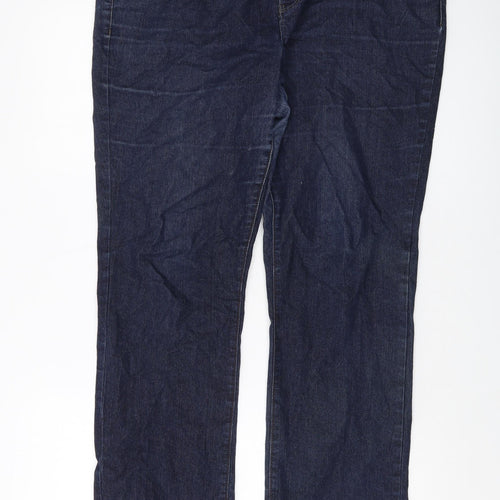 Dorothy Perkins Womens Blue Cotton Straight Jeans Size 16 L27 in Regular Button