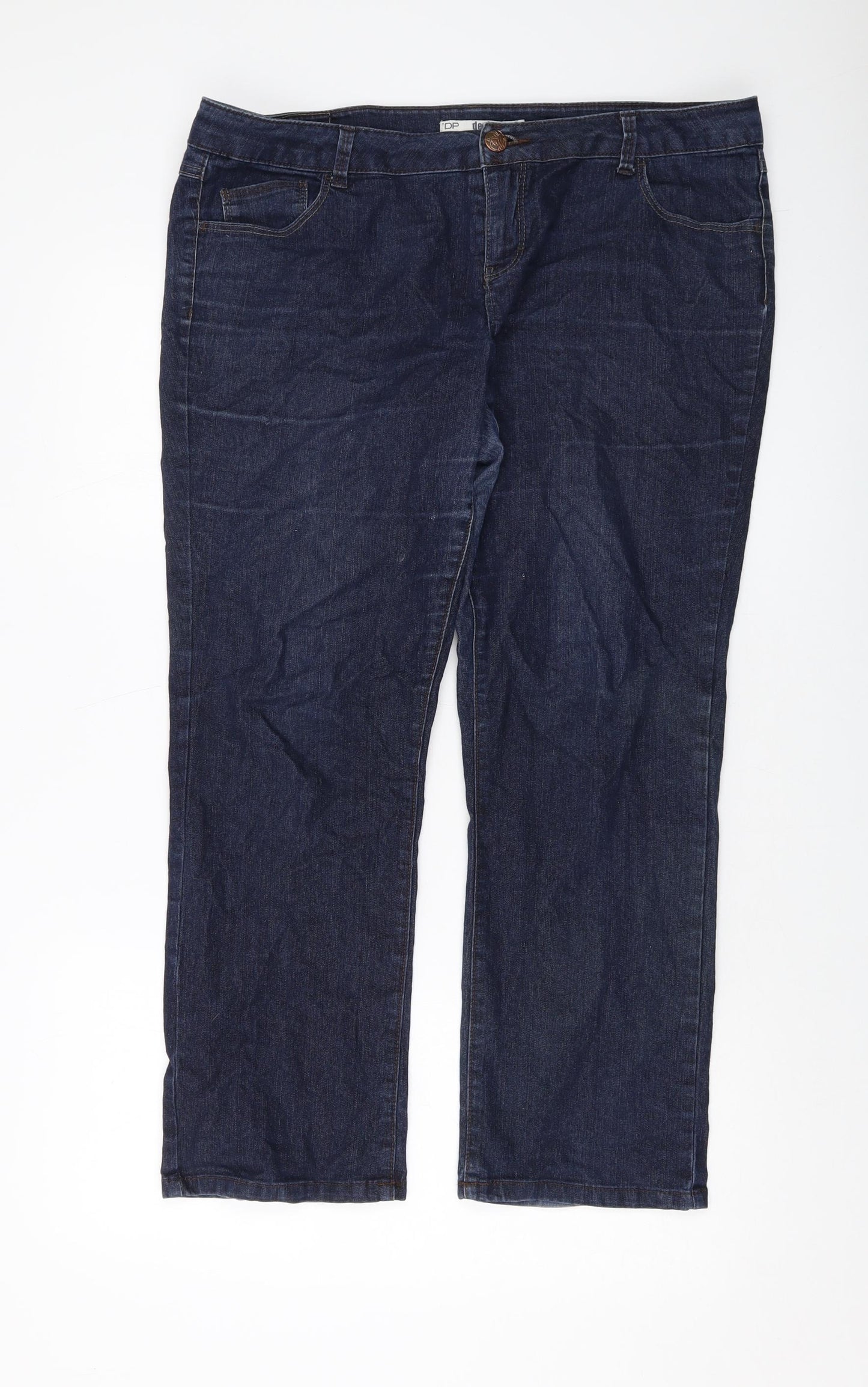 Dorothy Perkins Womens Blue Cotton Straight Jeans Size 16 L27 in Regular Button