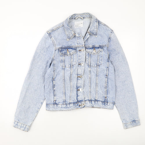 Denim & Co. Womens Blue Jacket Size 12 Button