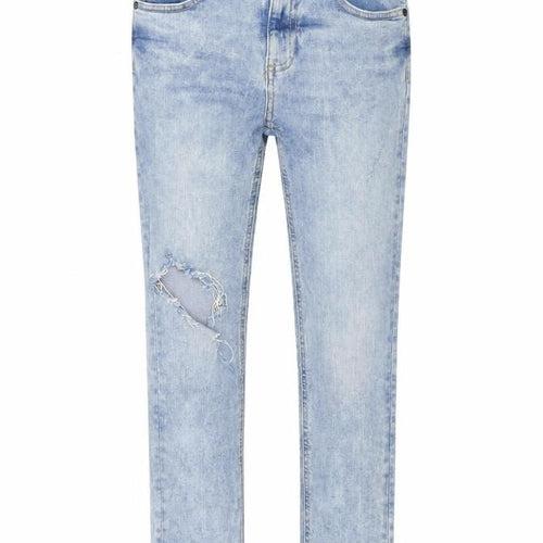 River Island Girls Blue Cotton Straight Jeans Size 9 Years Regular Button