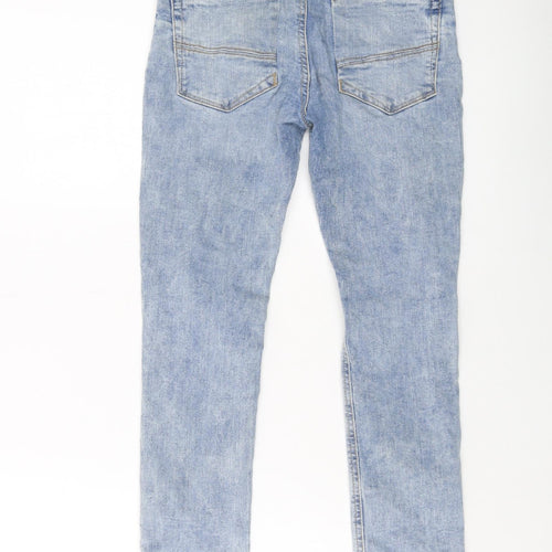 River Island Girls Blue Cotton Straight Jeans Size 9 Years Regular Button