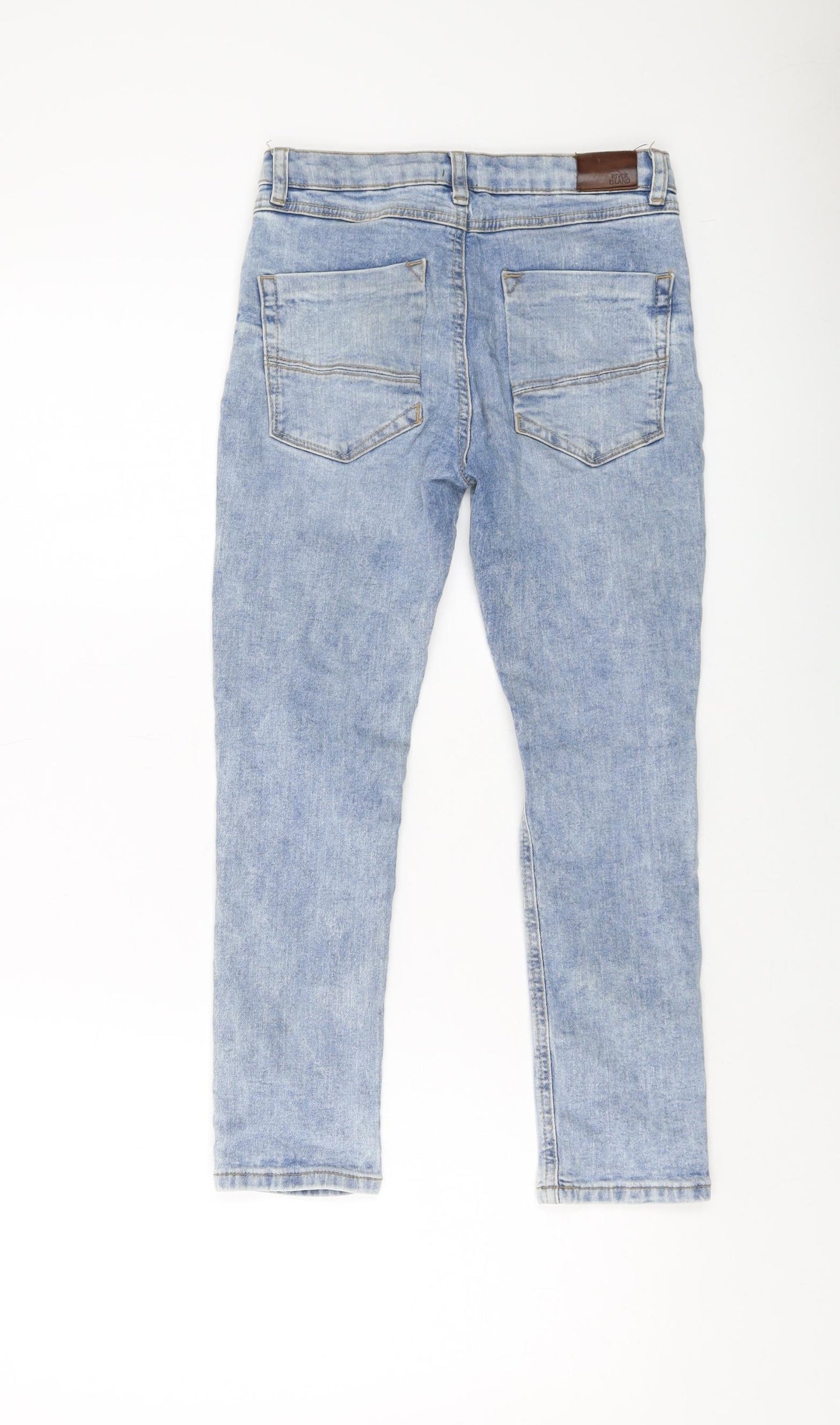 River Island Girls Blue Cotton Straight Jeans Size 9 Years Regular Button
