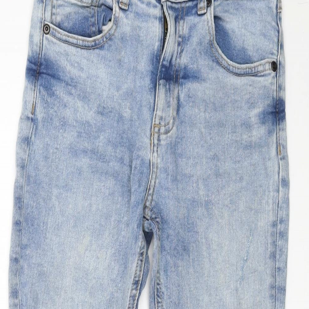 River Island Girls Blue Cotton Straight Jeans Size 9 Years Regular Button
