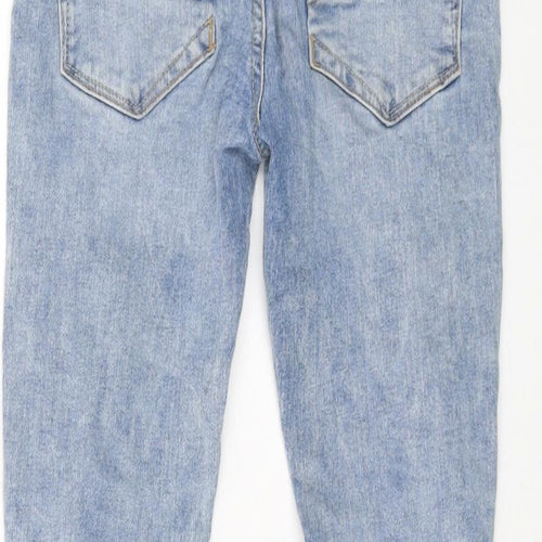 River Island Girls Blue Cotton Straight Jeans Size 9 Years Regular Button