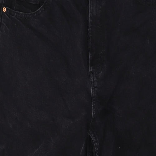 Marks and Spencer Womens Black Cotton Wide-Leg Jeans Size 18 L26 in Regular Button