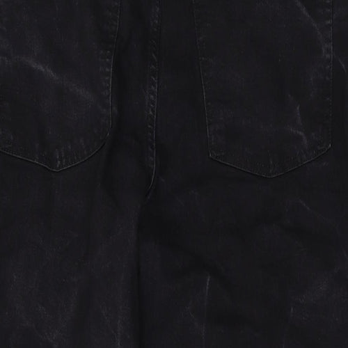 Marks and Spencer Womens Black Cotton Wide-Leg Jeans Size 18 L26 in Regular Button