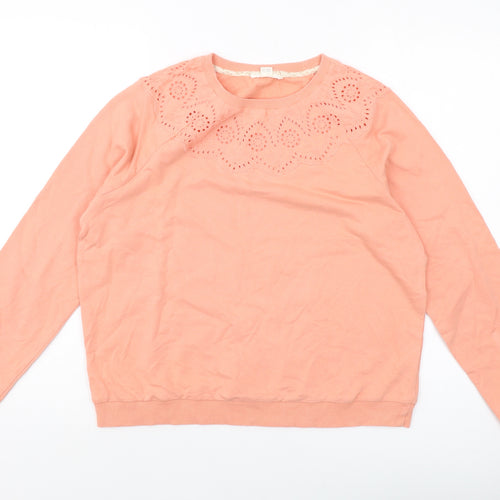 White Stuff Womens Orange Cotton Pullover Sweatshirt Size 12 Pullover
