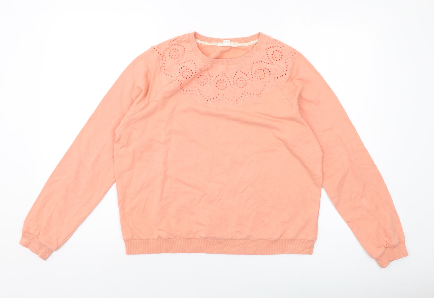 White Stuff Womens Orange Cotton Pullover Sweatshirt Size 12 Pullover