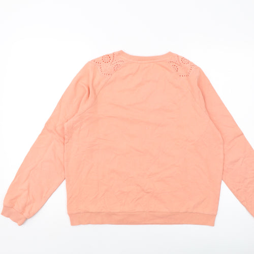 White Stuff Womens Orange Cotton Pullover Sweatshirt Size 12 Pullover