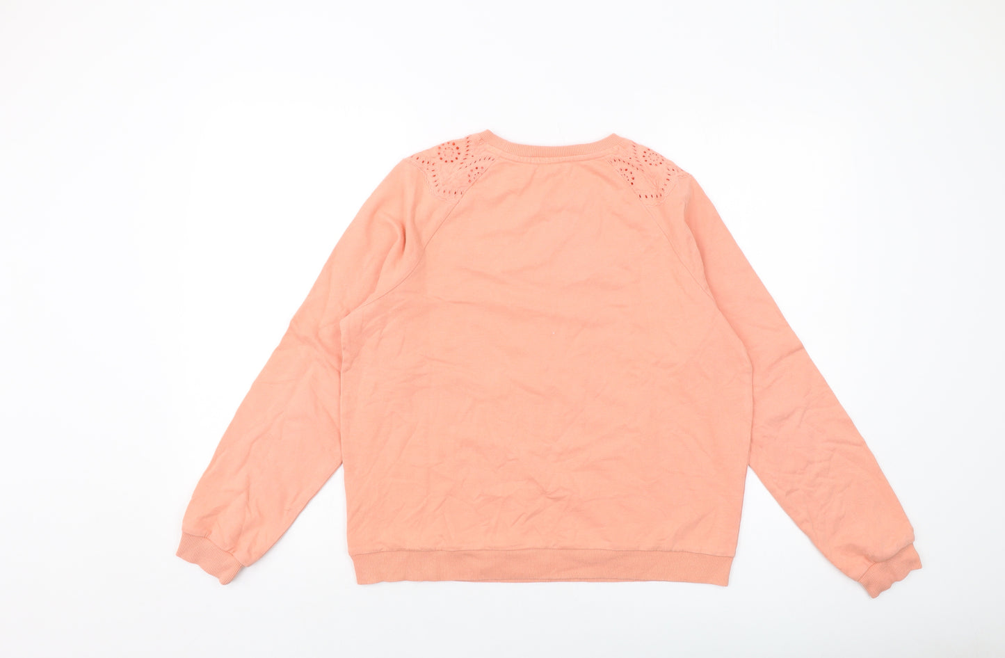 White Stuff Womens Orange Cotton Pullover Sweatshirt Size 12 Pullover