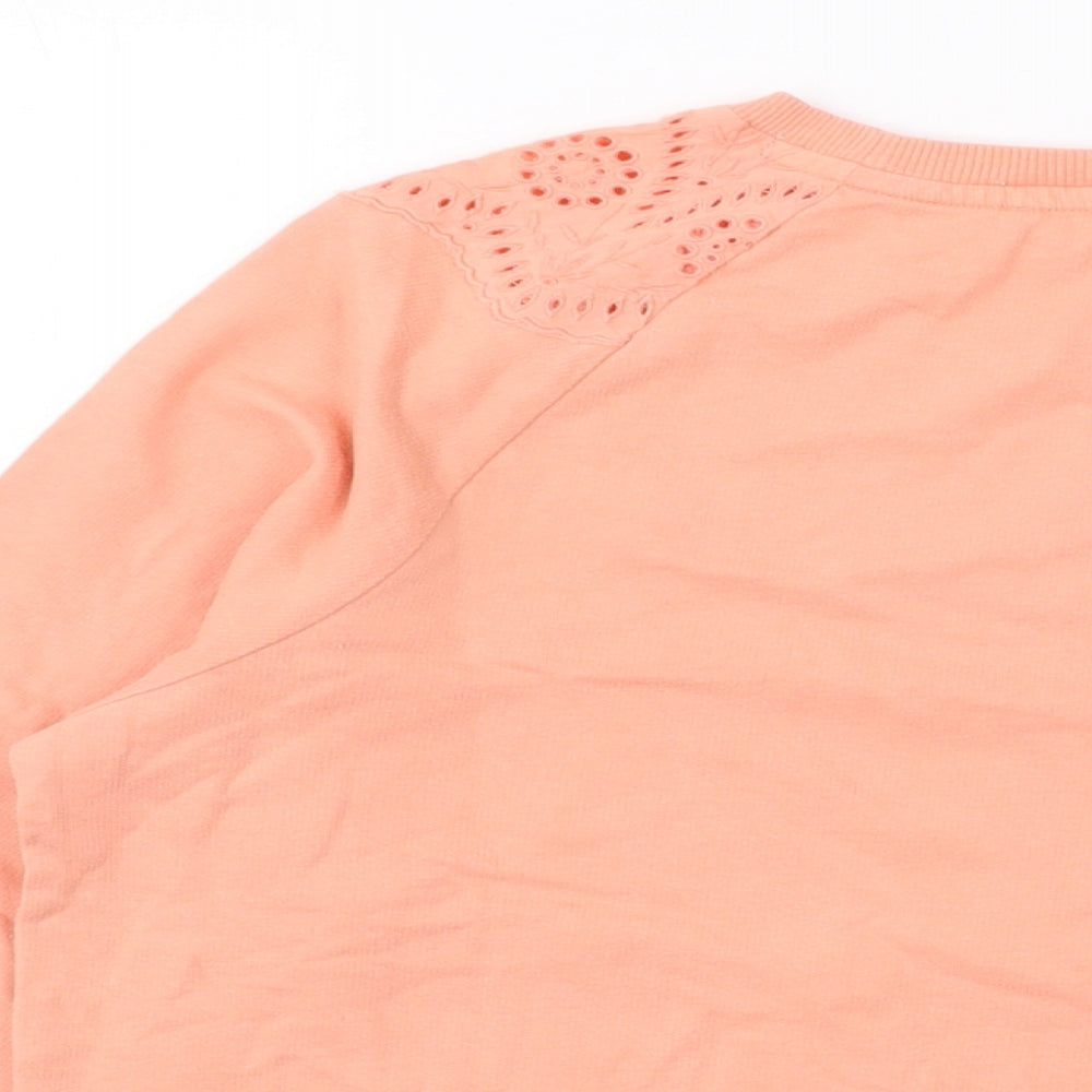 White Stuff Womens Orange Cotton Pullover Sweatshirt Size 12 Pullover