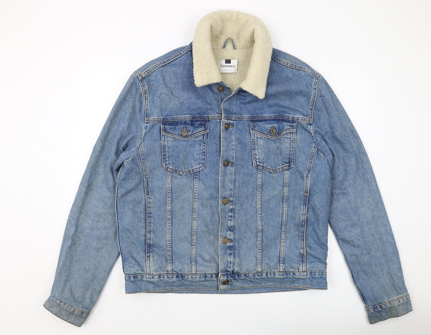 Topman Mens Blue Jacket Size 2XL Button