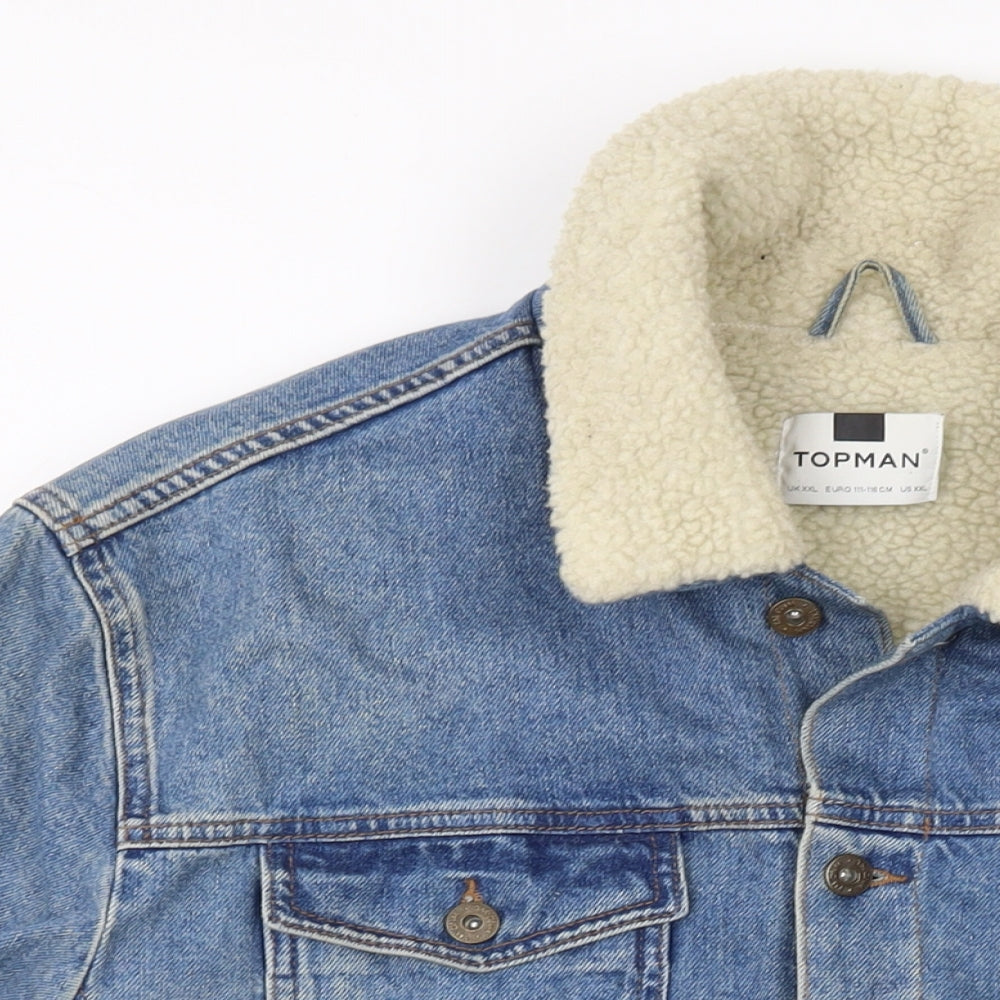 Topman Mens Blue Jacket Size 2XL Button