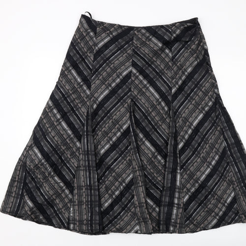 Marks and Spencer Womens Green Geometric Polyester A-Line Skirt Size 18 Zip