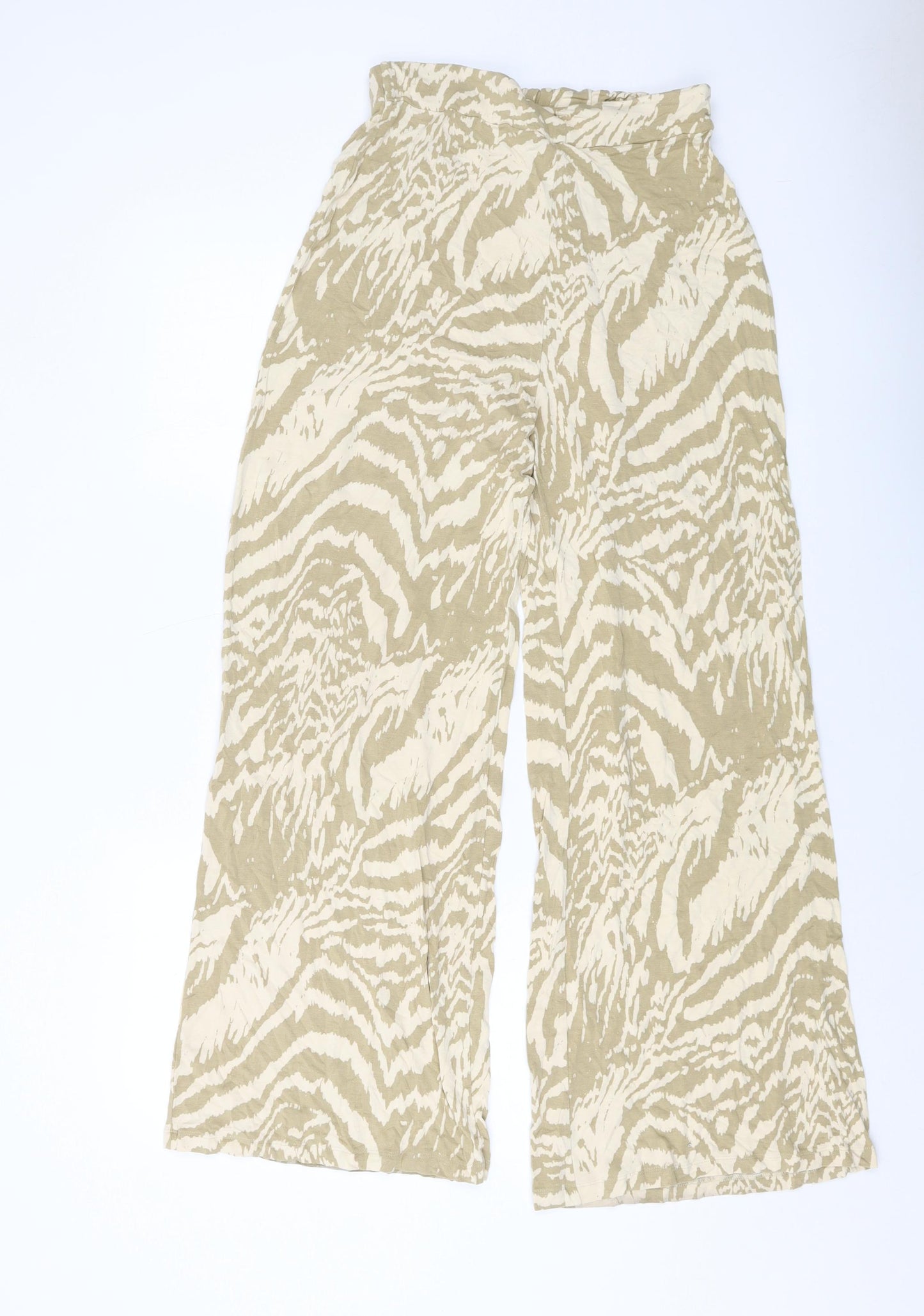 ASOS Womens Beige Animal Print Viscose Trousers Size 10 L29 in Regular