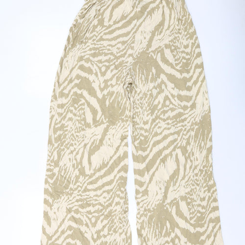 ASOS Womens Beige Animal Print Viscose Trousers Size 10 L29 in Regular