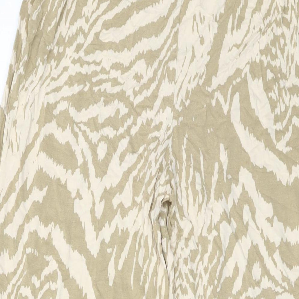 ASOS Womens Beige Animal Print Viscose Trousers Size 10 L29 in Regular