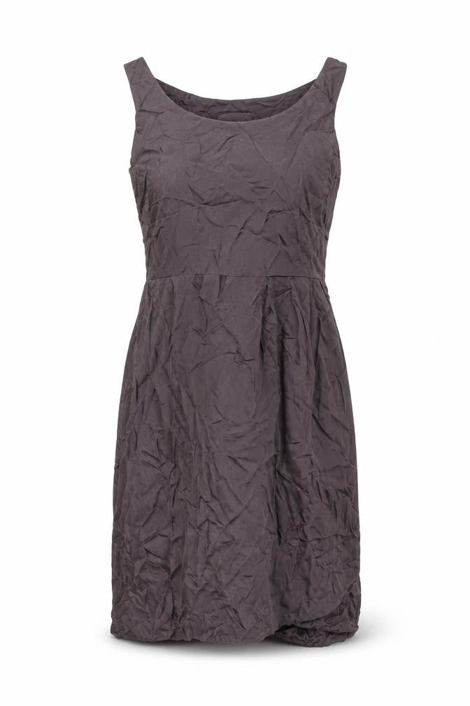 Front view of Decjuba women’s pink silk a-line, size UK 10, round neck zip