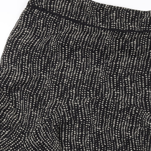 Marks and Spencer Womens Black Geometric Polyester A-Line Skirt Size 14 Zip