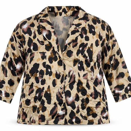 Nasty Gal Womens Brown Animal Print Polyester Basic Blouse Size 8 V-Neck