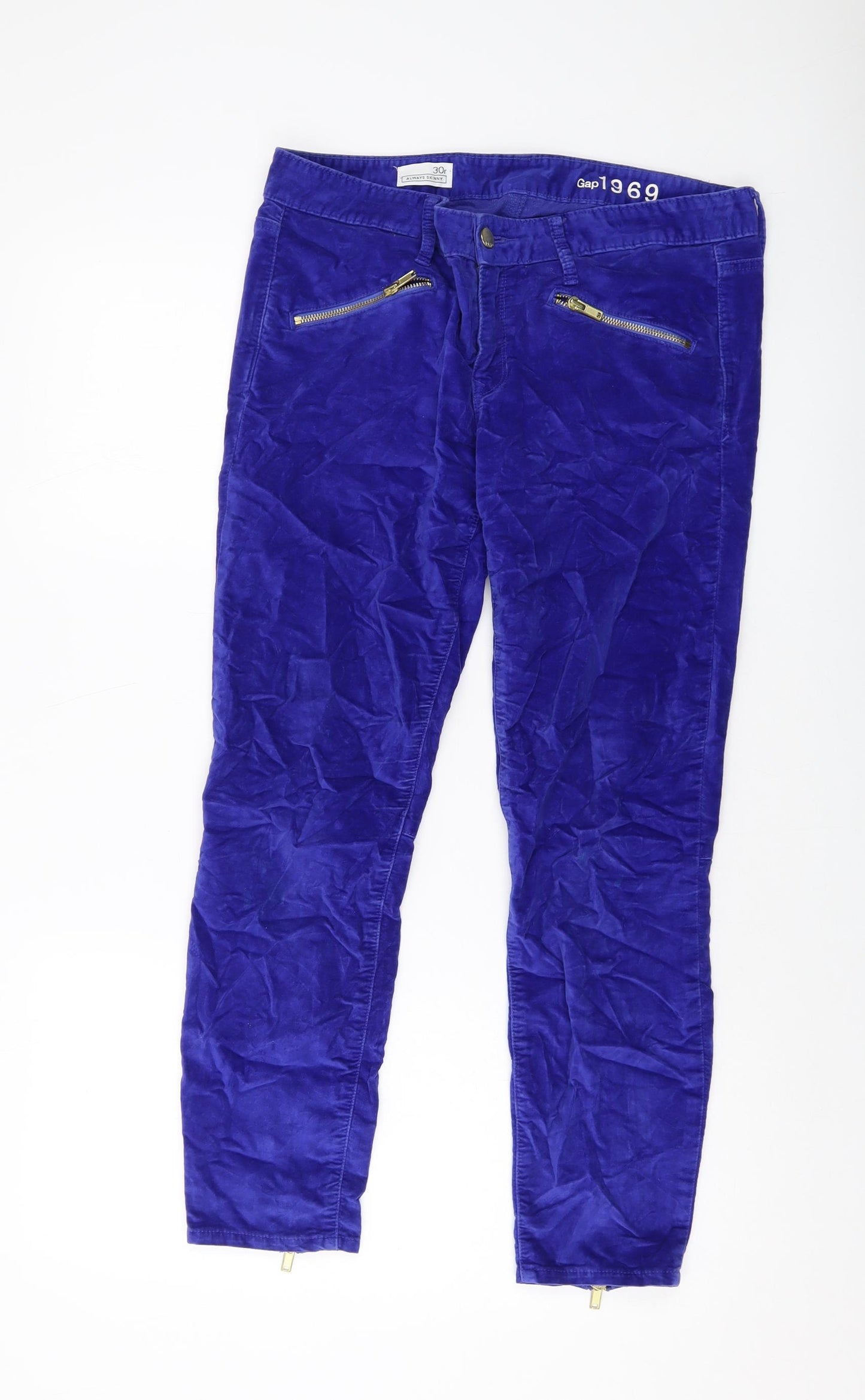 Gap Womens Blue Cotton Trousers Size 30 in L27 in Regular Button